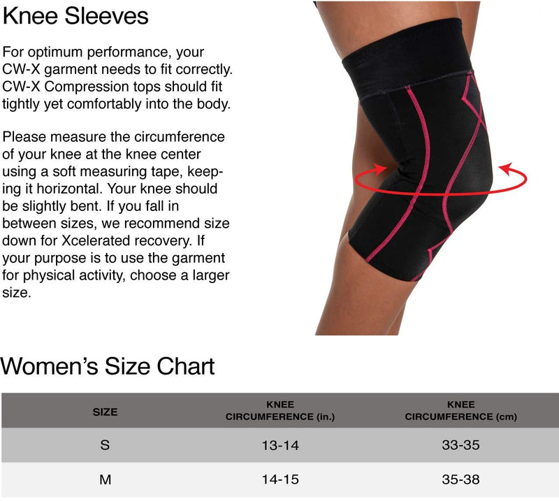 Cw-x Women's Stabilyx Joint Support Compression Knee Sleeve Medium Black/Raspberry - BeesActive Australia