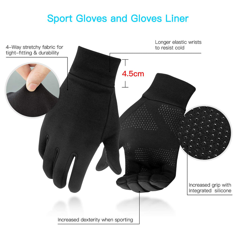 [AUSTRALIA] - Unigear Lightweight Running Gloves, Touch Screen Anti-Slip Warm Gloves Liners for Cycling Biking Sporting Driving for Men Women Medium 