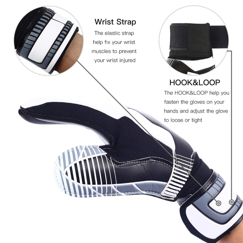 Brace Master Goalie Gloves for Youth & Adult, Goalkeeper Gloves Kids with Finger Support, Soccer Gloves for Men and Women, Junior Keeper Football Gloves for Training and Match 9 Black-White - BeesActive Australia