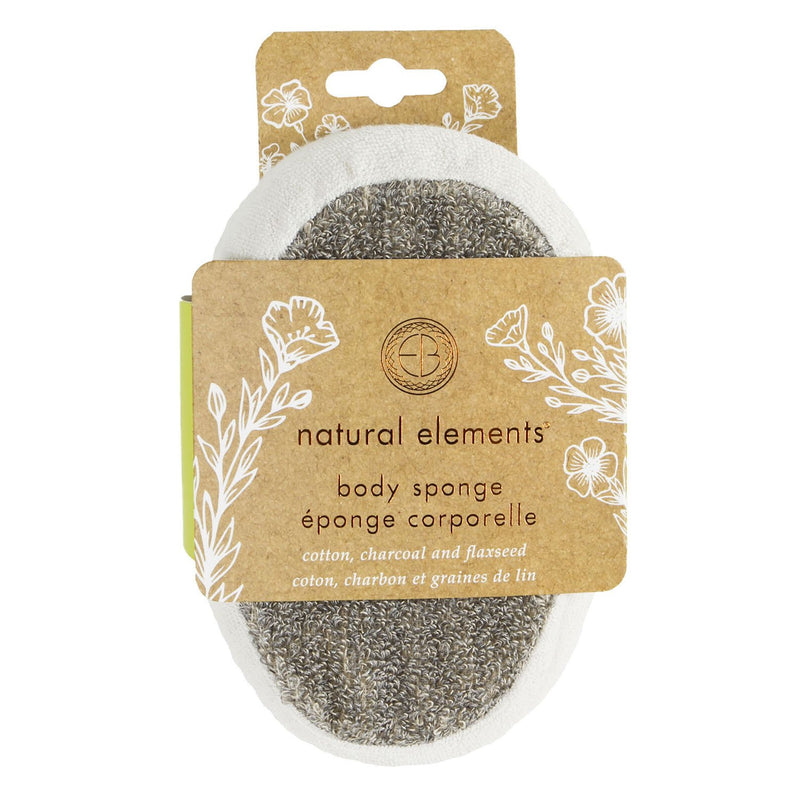 Natural Elements Body Sponge, Flaxseed and Charcoal, Deep Exfoliating Body Sponge - BeesActive Australia