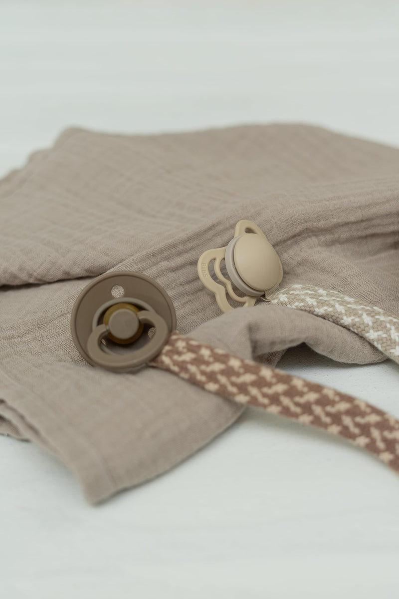 BIBS Paci Braid | Made in Denmark | Dark Oak/Vanilla | ONE Size - BeesActive Australia