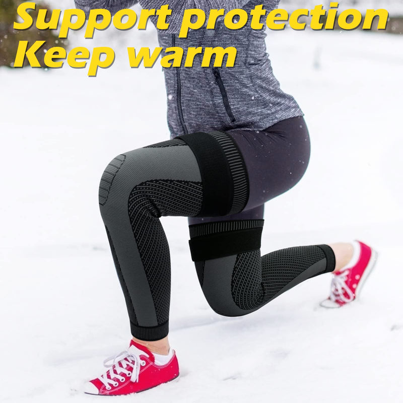 beister Compression Full Leg Sleeves, Knee Sleeves with Elastic Straps for Men & Women, Leg Support, Long Knee Braces for Knee Pain, Arthritis, Joint Pain, Leg Pain, Varicose Veins, Edema (Pair) Black XX-Large - BeesActive Australia