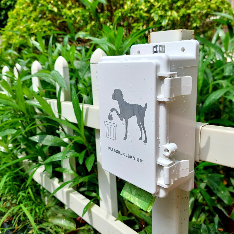 Dog Poop Bag Dispenser Wall Mount Waterproof Outdoor Dog Bag Dispenser | Printed With Cute Clean Up Dog Poop Signs | Stake, Pole, Fence Mounted | Fits Home, Porch, Lawn, Yard（only dispenser) only dispenser - BeesActive Australia