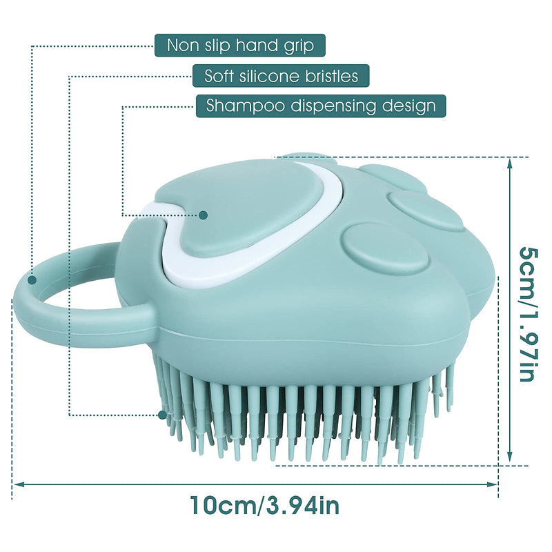Molain Dog Cat Bath Brush Comb Silicone Rubber Dog Grooming Brush Silicone Puppy Massage Brush Hair Fur Grooming Cleaning Brush Soft Shampoo Dispenser(blue paw shape) Blue - BeesActive Australia