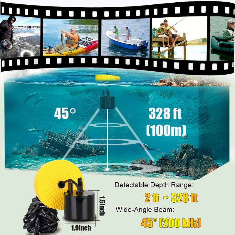 LUCKY Small Portable Fish Finder Kayak Sonar Handheld Fish Finders Ice Fishing Castable Depth Finder Boat Fisherman Gifts - BeesActive Australia