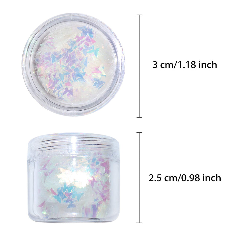 Allstarry Nail Glitter Butterfly Holographic Mermaid Ultra-thin Iridescent Sequins Flakes Acrylic Nail Art Accessories for DIY Decoration Iridescent Butterfly - BeesActive Australia