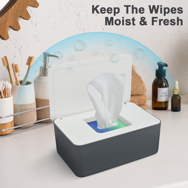 2 Pcs Wet Wipes Dispenser Box, Wet Wipes Storage Box with Lid Tissue Box Holder Rectangular, Baby Nappy Wipes Case for Toilet, Bathroom - BeesActive Australia