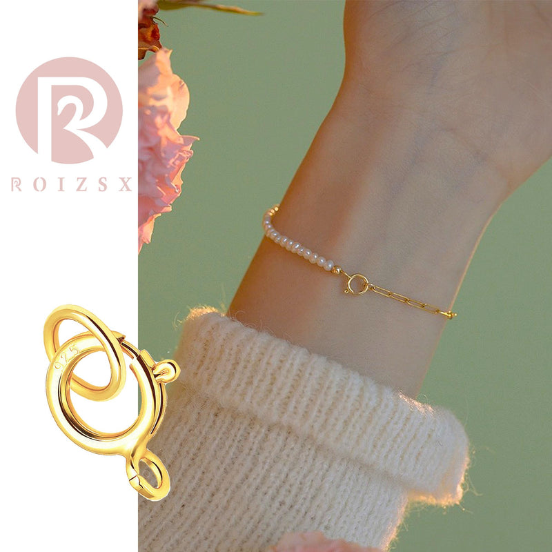 Spring Clasps 18k Gold Filled with Open Jump Rings Round Clasps for Necklaces Bracelet Or Jewelry Making, Made in Italy.0.2inch(5mm) 3Pcs Gold 0.2inch(5mm) - BeesActive Australia