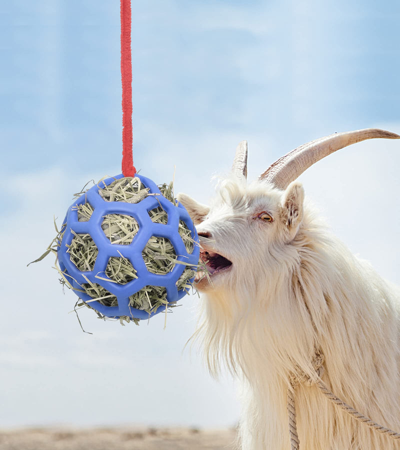Horse Toy Treat Feeder Ball-Hanging Apple,Carrot or Hay Feeding Ball for Horse Stable and Paddock Rest,Goat and Donkey light blue - BeesActive Australia