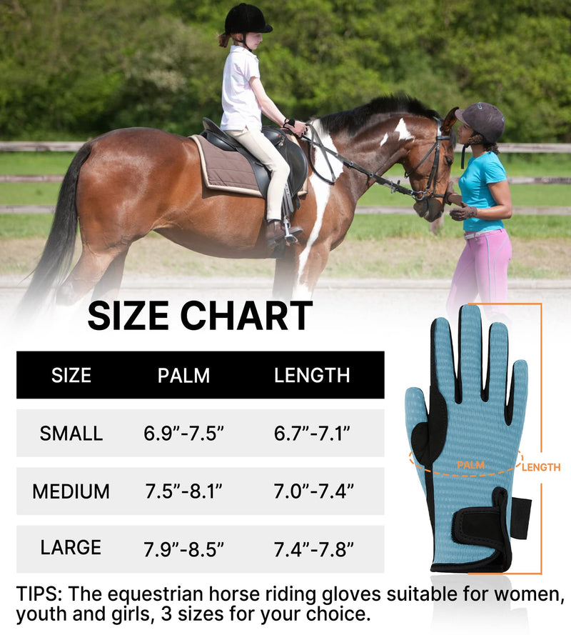 ChinFun Women's Horse Riding Gloves Stretchable Equestrian Gloves Breathable Horseback Lady Youth Girls Outdoor Cycling Light Blue X-Large - BeesActive Australia