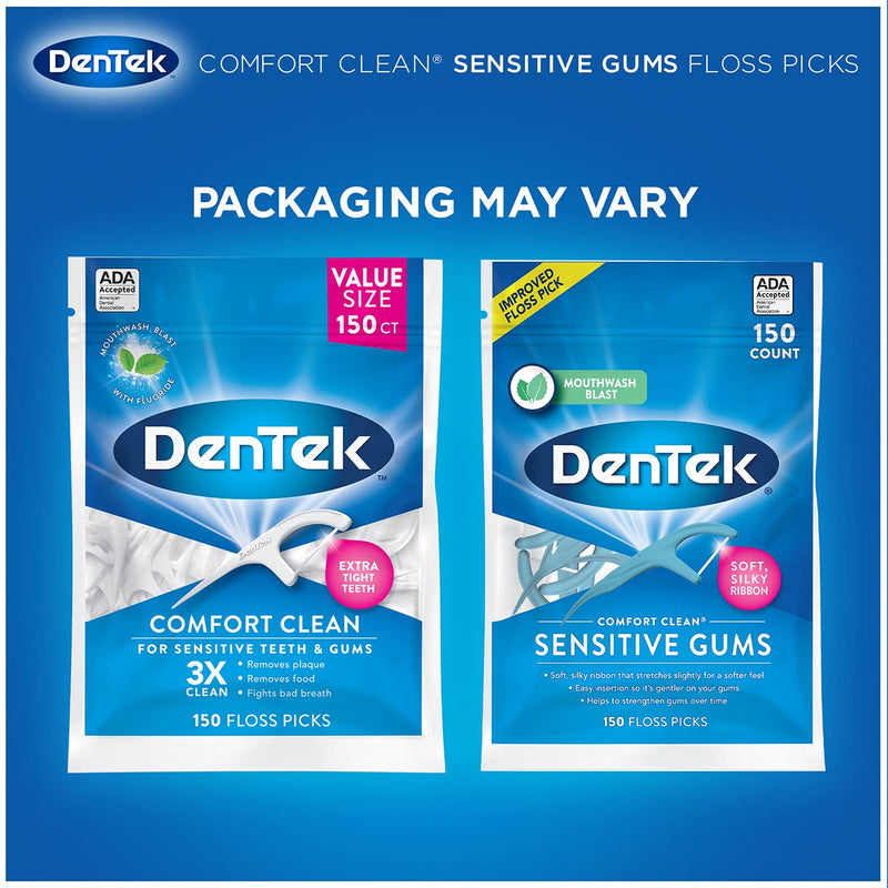 DenTek Comfort Clean Floss Picks | Silky Comfort Floss | 150 Count | 3 Pack | Packaging May Vary 150 Count (Pack of 3) - BeesActive Australia