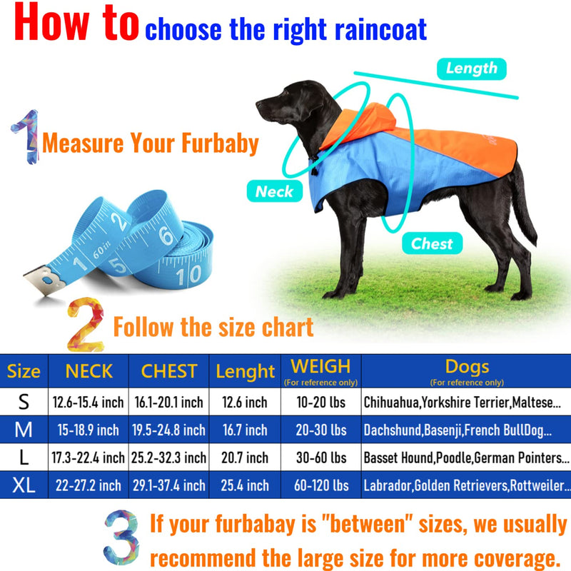 Dog Raincoat Dog Rain Jacket,Coat 100% Waterproof Dog Rain Coats,Jacket,Poncho for Small,Medium,Large Dogs. Reflective Orange Safety Hunting Dog Vest Multi Purpose Raincoats. Keep Dog Dry and Safety. Orange-Blue X-Large - BeesActive Australia
