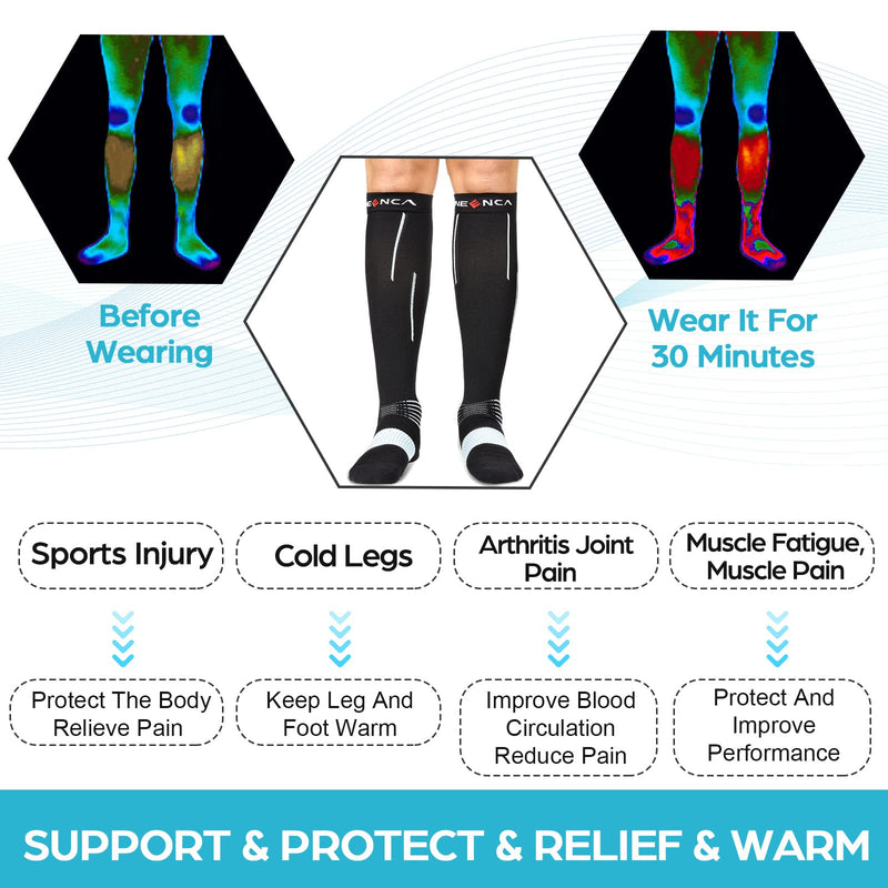 NEENCA Compression Socks, Medical Athletic Calf Socks for Injury Recovery & Pain Relief, Sports Protection—1 Pair, 20-30 mmhg Yellow Small-Medium - BeesActive Australia