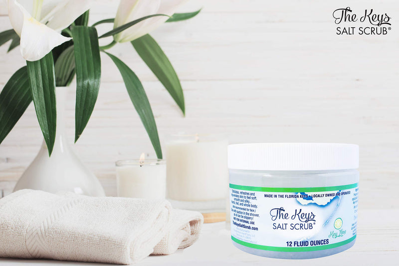 The Keys Salt Scrub : Exfoliating Sea Salt Body Skin Scrubs - Made with Pure Florida Sea Salt and Organic Coconut Oil + FREE Wooden Spoon (Key Lime, 12 oz) Key Lime 12 Ounce (Pack of 1) - BeesActive Australia