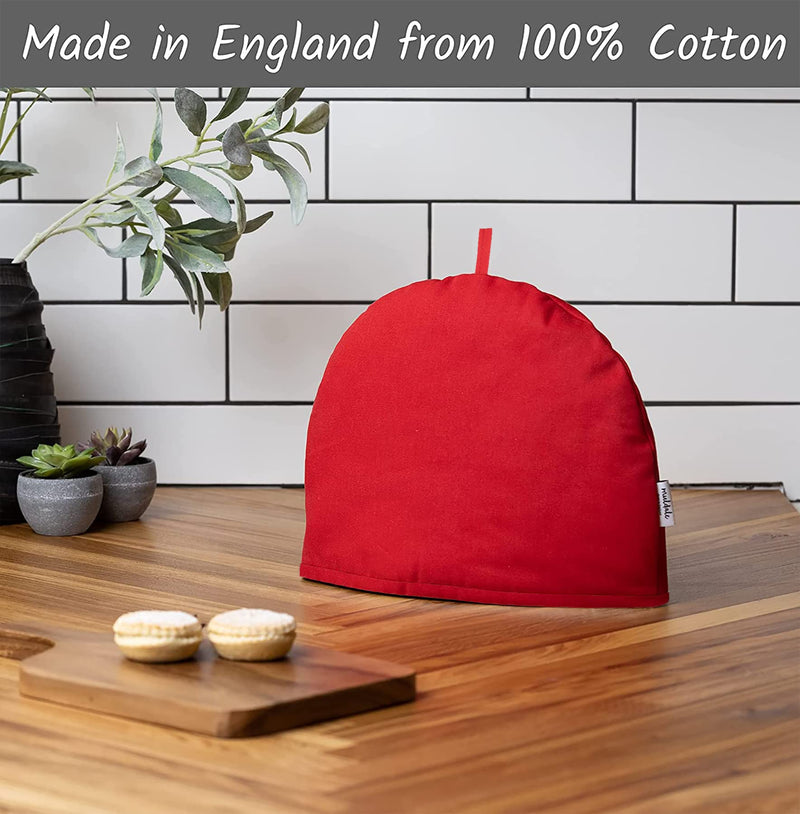 Muldale Large Tea Cozy for Teapot Insulated - Jubilee Red - Thermal 100% Cotton Extra Thick Wadding - Made in England, UK - Tea Cozies Covers Fit 1 to 6 Cup Neutral Kitchen Textiles Range - BeesActive Australia
