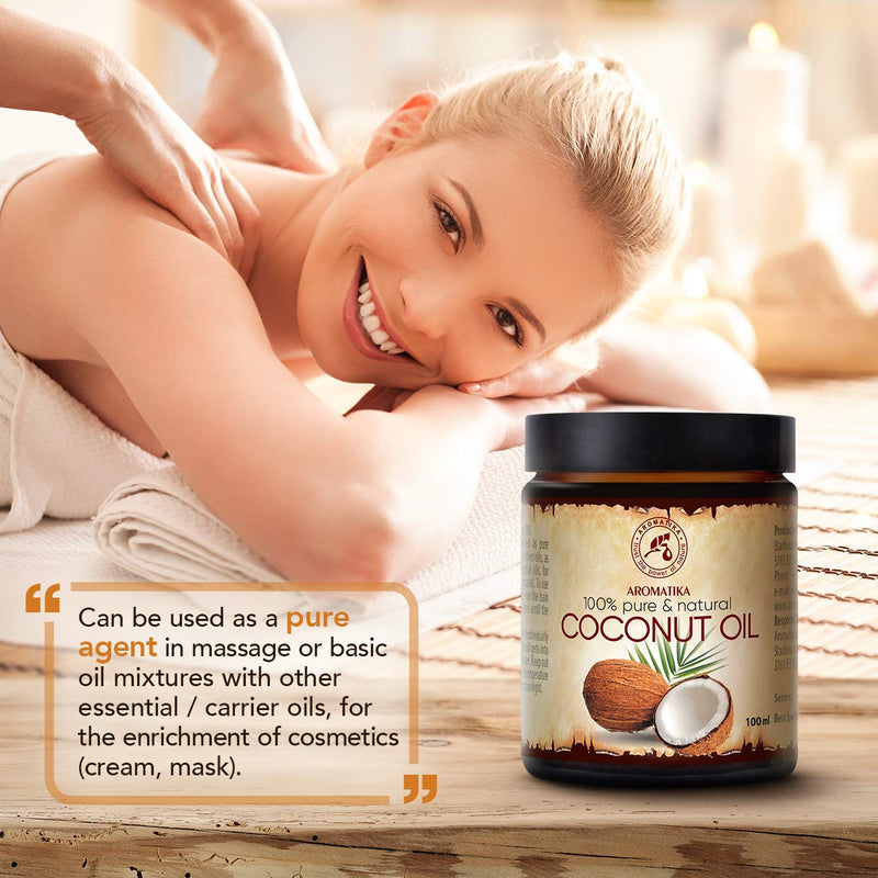 Coconut Oil 3.4oz - Cocos Nucifera - Indonesia - Cold Pressed - 100% Pure Coconut Oil Glass Jar - Unrefined - Intensive Care for Face - Body - Hair - Skin - Body Oil - BeesActive Australia