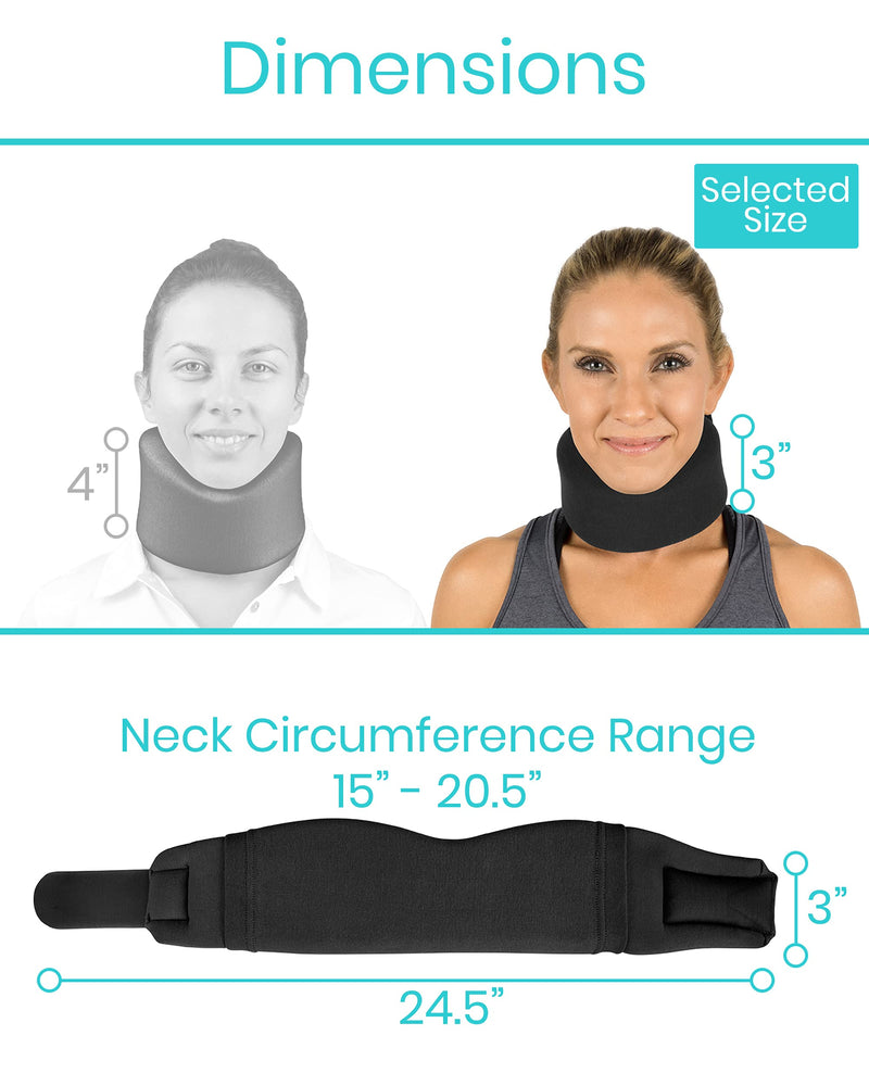 Vive Neck Brace - Foam Cervical Collar Adjustable Soft Support Can Be Used During Sleep - Wraps Aligns and Stabilizes Vertebrae - Relieves Pain and Pressure in Spine (Black, 3" Width) Black 3" (Three Inch Width) - BeesActive Australia