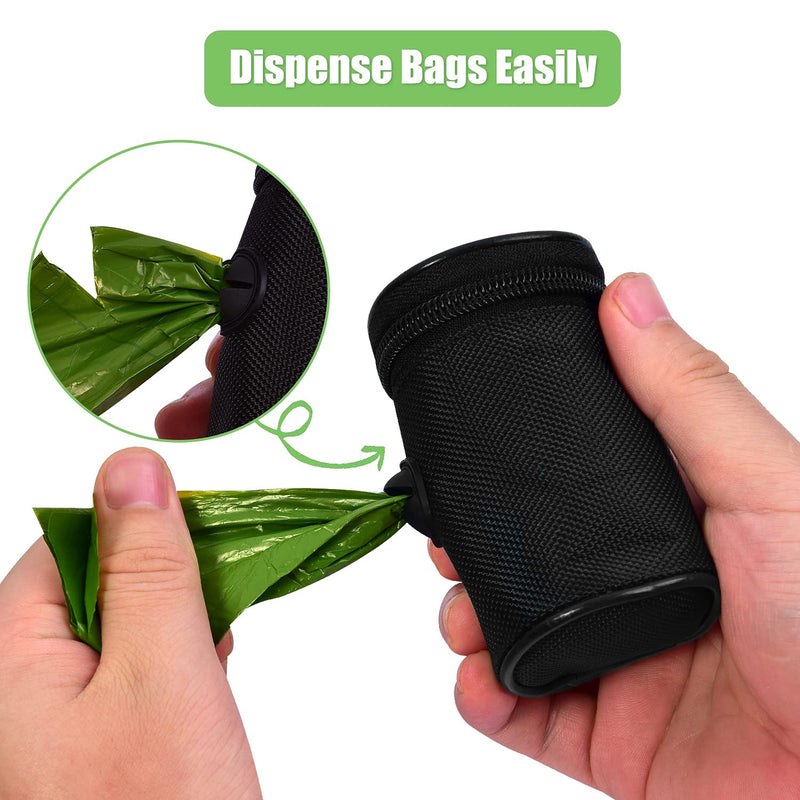 Dog Poop Bag Holder for Leash Attachment - Waste Bag Dispenser for Leash - Fits Any Dog Leash - Portable Set with Hand Free Holder Metal Carrier, Black Round Shape 1Pack 1Pack Black - BeesActive Australia