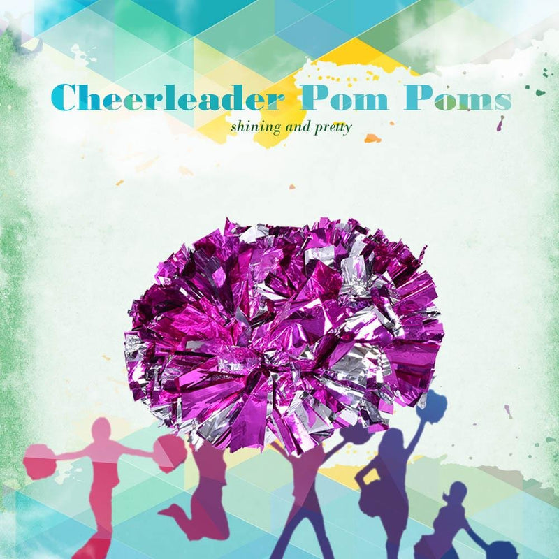 [AUSTRALIA] - VGEBY 1Pair Cheerleading Pom Poms, Plastic Cheerleader Cheer Party Sports Dance Pom for Team Spirit Cheering Rose+Silver 