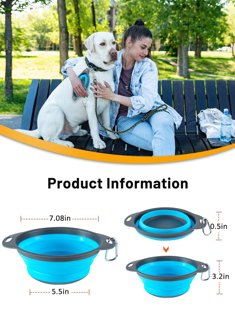 WOOPET Dog Bowls - Human Grade, Collapsible Dog Bowls, BPA Free, Food Grade Silicone Dog Bowls- Easy to use Indoors or for Traveling 5.5 cups Blue + Green - BeesActive Australia