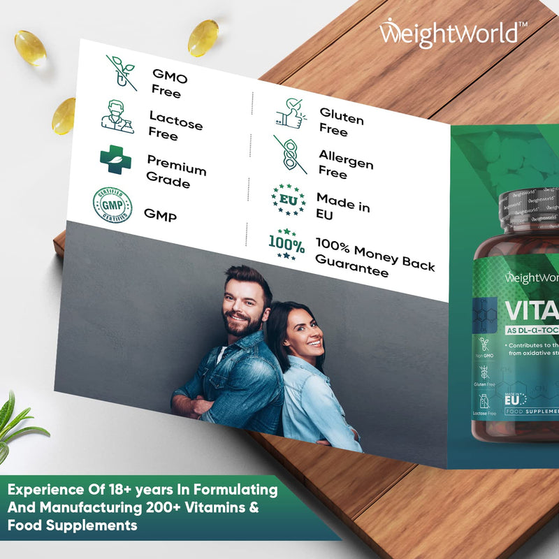 Vitamin E Capsules Softgels 400IU (Advised Intake) - 180 Vit E Softgels (6 Month Supply) - High Strength Vitamin E Oil Capsule - Hair Nail Skin Supplement - Natural Alpha Tocopheryl (Not Vit E Tablet) - BeesActive Australia