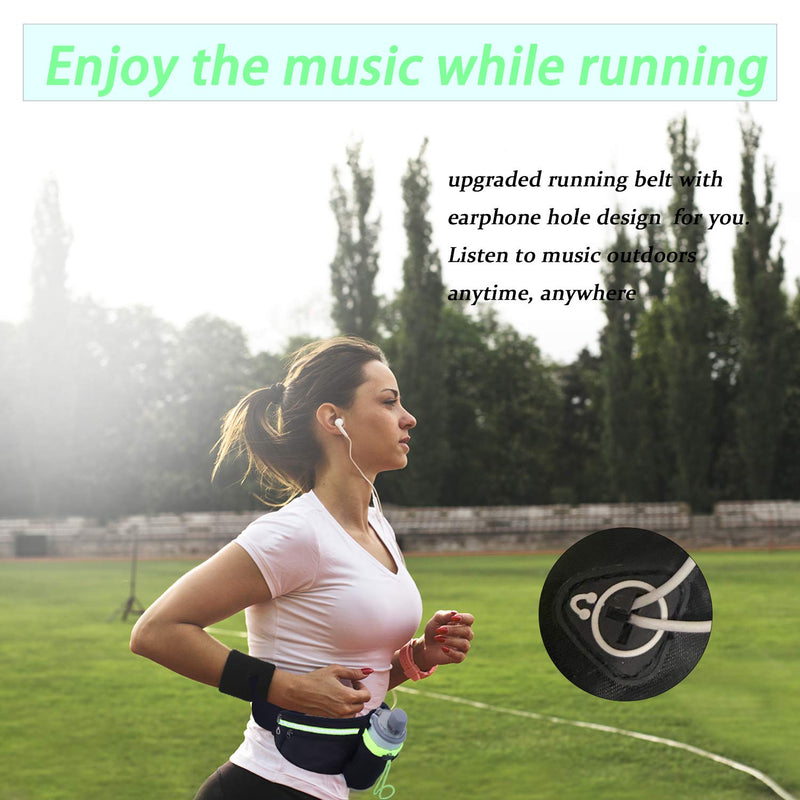 Running Belt Waist Pack with Water Bottle Holder Reflective Fanny Pack with Adjustable Straps Sport Pouch Belt for Fitness Jogging Hiking Travel-Black BLACK - BeesActive Australia