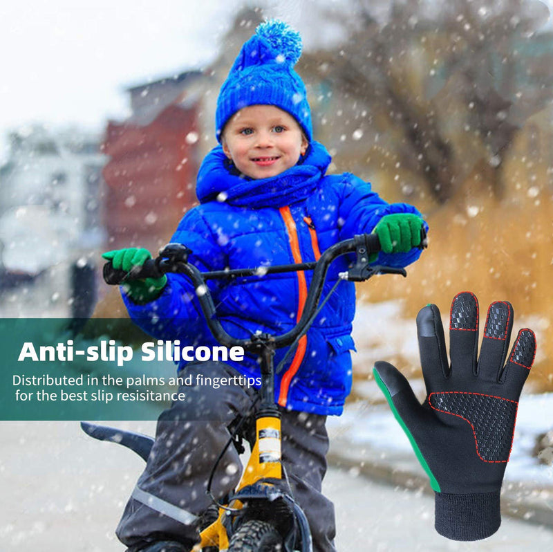 kids Gloves Winter Fleece Boys Girls Cycling Cold Weather Warm Touchscreen Light Weight Purple Large - BeesActive Australia