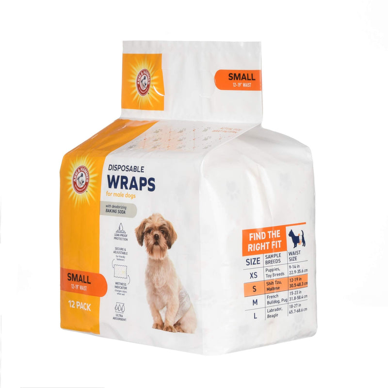 Arm & Hammer for Pets Dog Diapers, 12 Count-Ultra-Absorbent, Adjustable Dog Diapers with Leak-Proof Protection and Wetness Indicator-Male and Female Dog Wraps, Diapers for Pets from Arm and Hammer Male Small - 12 Count - BeesActive Australia