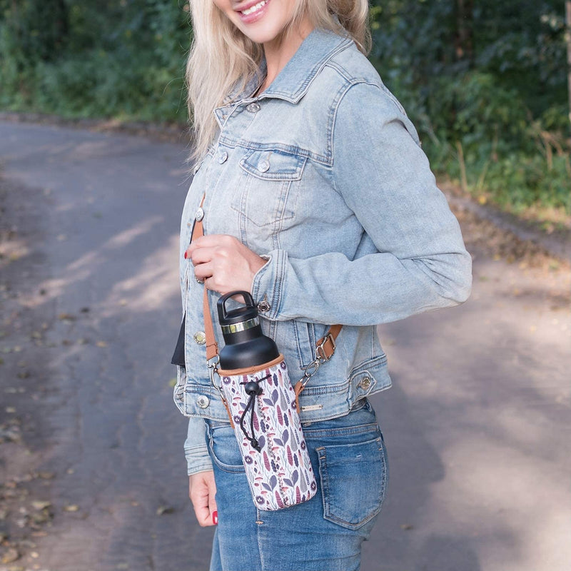 Made Easy Kit Neoprene Water Bottle Carrier Holder with Adjustable Shoulder Strap for Insulating & Carrying Water Container Canteen Flask Available in 5 Sizes 7 Wonders S (12oz-14oz) - BeesActive Australia