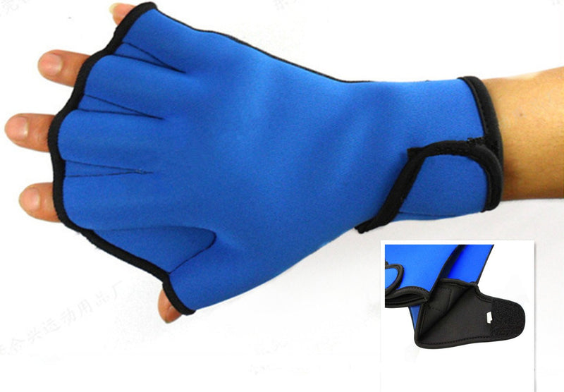 Harryshell(TM Water Resistance Fins Hand Glove Training Fingerless Webbed Flippers Paddle Swim Gloves Blue Big - BeesActive Australia