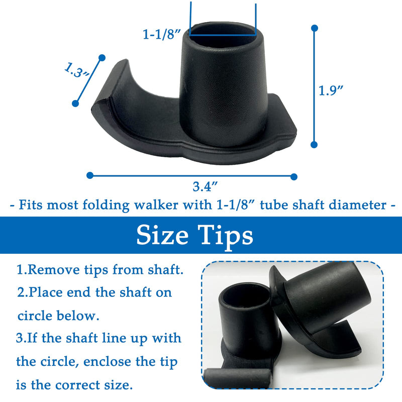 Walker Glide Skis - Universal Replacement Feet Rubber Tips Cap for Folding Walker, 1-1/8 Inch, 2 Counts - BeesActive Australia