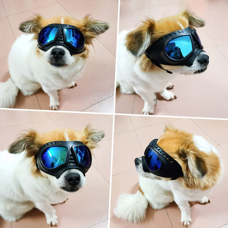 ENJOYING Dog Goggles Anti-UV Dog Sunglasses Soft Pet Motorcycle Eyewear Fog-Proof Windproof Shatterproof Dog Glasses for Dogs About Over 10 lbs Blue Small - BeesActive Australia