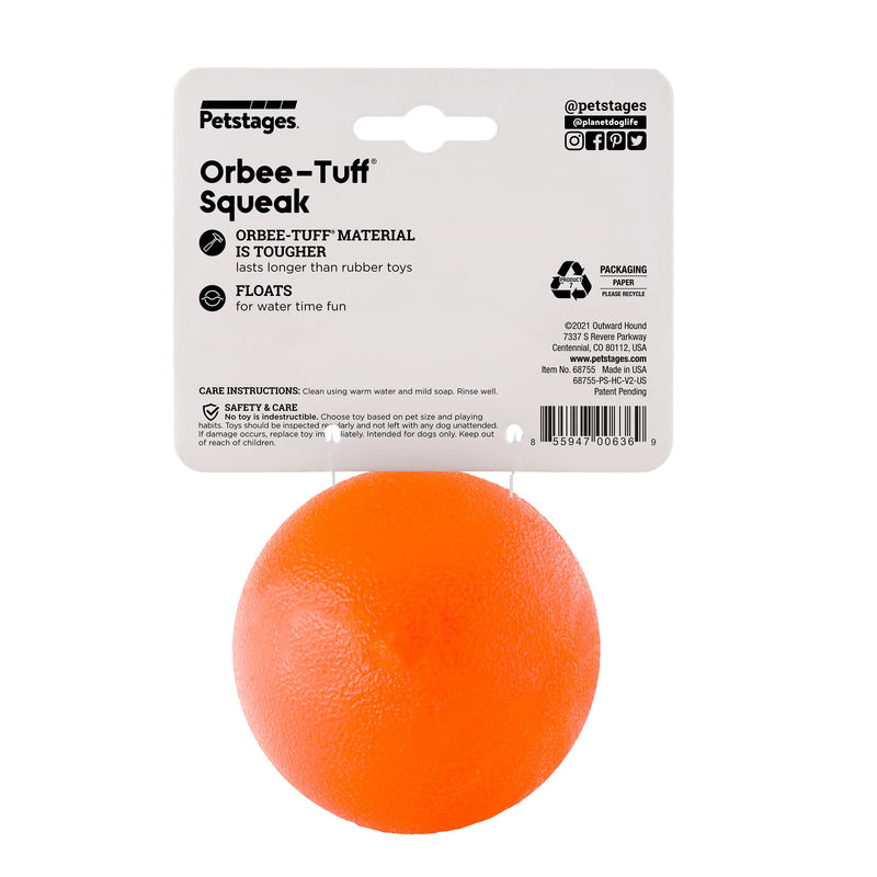 Planet Dog Orbee-Tuff Interactive Ball Dog Toys Squeak Ball One-Size Orange - BeesActive Australia