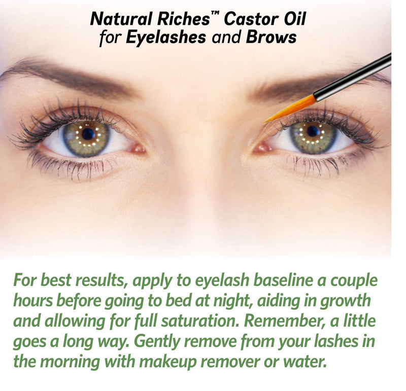 Organic Castor Oil Eyelash Growth Serum Pure USDA Organic certified Cold pressed Promotes Eyebrows & Eyelash Growth with 5 set of brushes- 1 fl oz. Natural Riches - BeesActive Australia