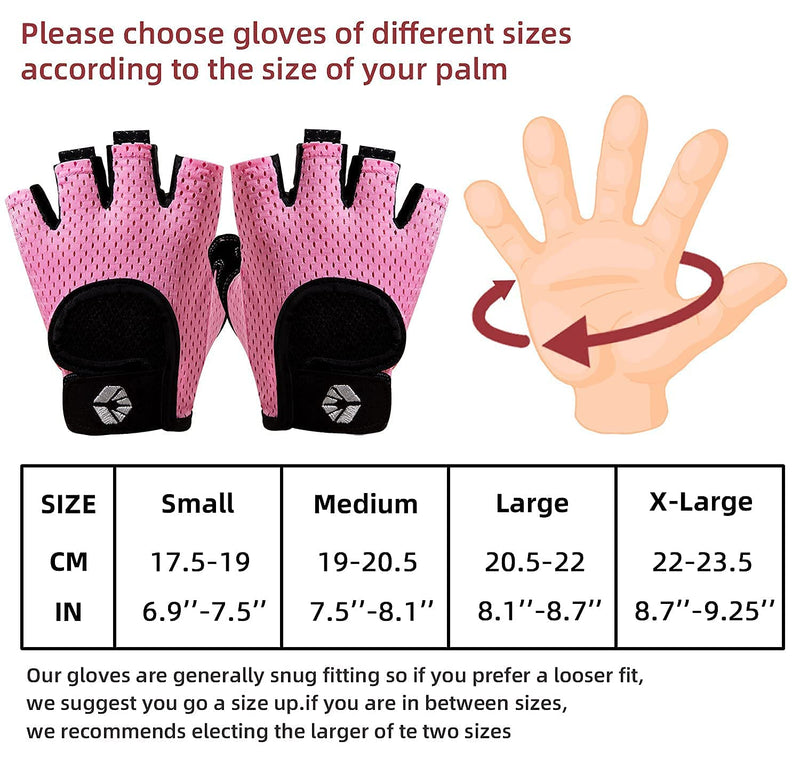 AyeKu Workout Gloves for Men & Women Gym Exercise Gloves Fingerless Gloves Full Palm Protection, Breathable & Non-Slip Pink Large - BeesActive Australia