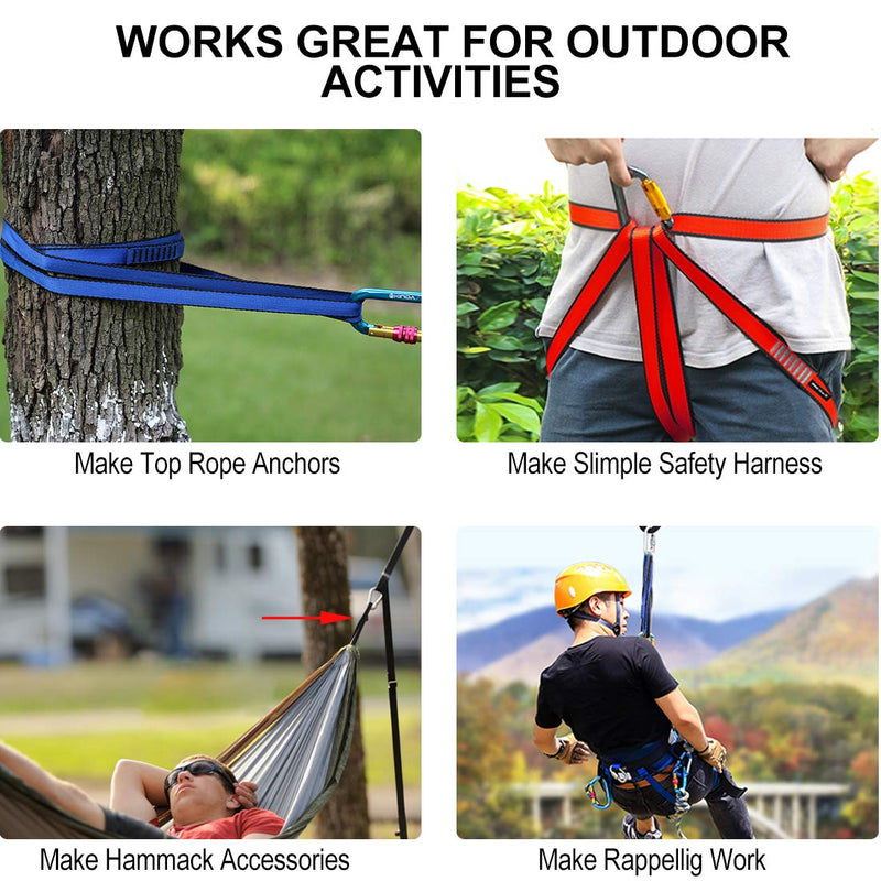 NewDoar Climbing Sling 16mm Nylon Sling Runners 22KN 4840LB Climbing Utility Cord Rock Climbing, Creating Anchors System, Rappelling Gear, Perfect for Tree Work black 24"/60cm/1pcs - BeesActive Australia