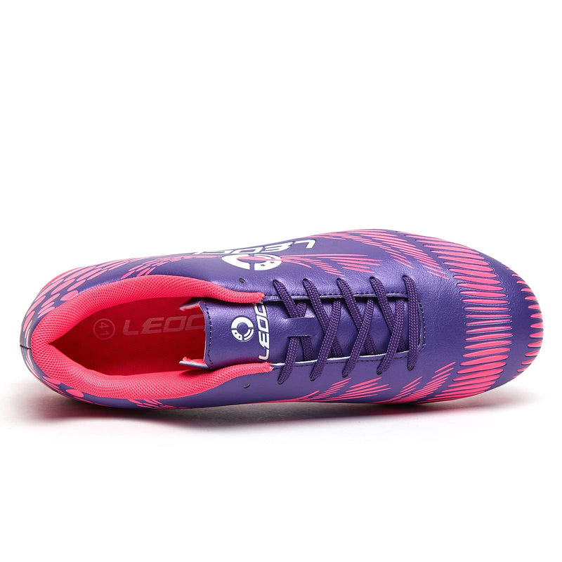 LEOCI Men's Women's Firm Ground Soccer Cleats Outdoor/Indoor Boys Girls Professional Futsal Football Training Sneakers 8.5 Women/7.5 Men Purple - BeesActive Australia