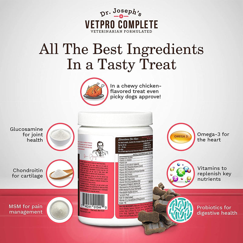 VetPro Dog Vitamins and Supplements - Pet Multivitamins with Probiotics, Glucosamine for Hip and Joint Health, Immune System Support, Allergy Meds - 5 in 1 Chewable Multivitamin for Puppy to Senior - BeesActive Australia