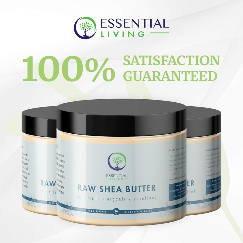 Essential Living: Unrefined Shea Butter - For Raw and Organic Body Butter, Body Scrub, Lotion, Hair Conditioner and Organic Soap Making - 16-oz. Jar - 100% Natural and Fair Trade - BeesActive Australia