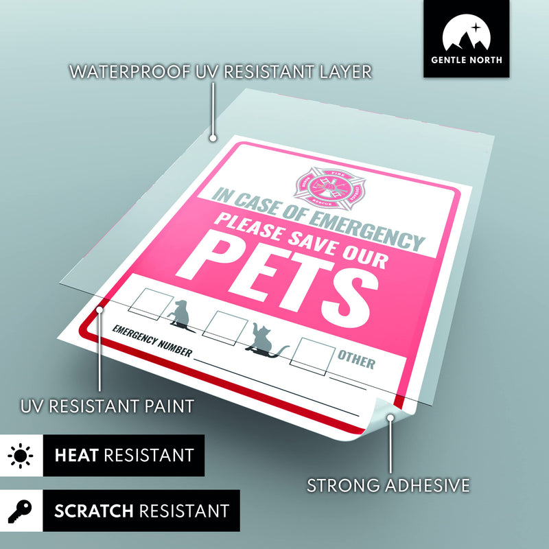 6 x Pet Alert Stickers for House ( 4x5 inch ) - Self-Adhesive Rescue our Pets window sticker - UV resistant, waterproof, Anti Scratch Pet Inside Fire Sticker - Rescue our pets decal - BeesActive Australia