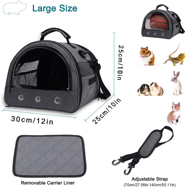 Zhilishu Guinea Pig Carrier, Small Pet Bird Hamster Carrier Bag, Rabbit Bunny Travel Carrier Outdoor Handbag, Breathable Carrier for Small Animals with Water Bottle Holder & Removable Liner Grey - BeesActive Australia