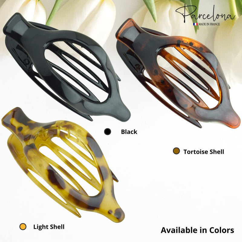 Parcelona France Wide Beak Celluloid Tortoise Shell Side Slide-in Claw Hair Clip Clamp Clutcher (Shell) - BeesActive Australia