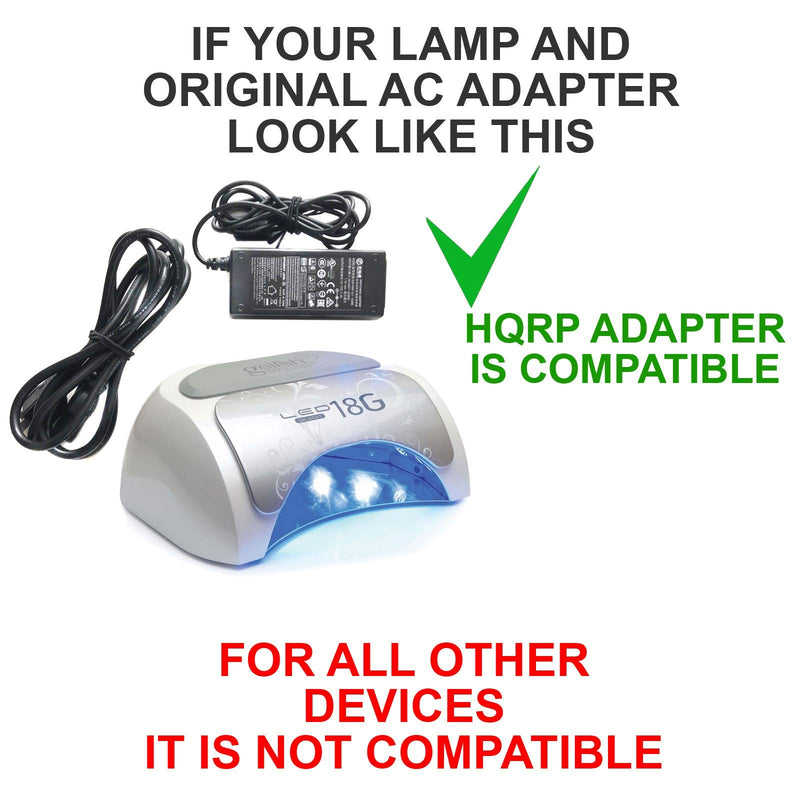 HQRP 12V AC Adapter Compatible with Harmony GELISH 18G LED LAMP Light Power Supply Cord Adaptor Acrylic Gel Nail LED-36W12V3A 27/13 2713 27113 LED Nail Lamp Soak-Off Gel Polish Gel Light - BeesActive Australia