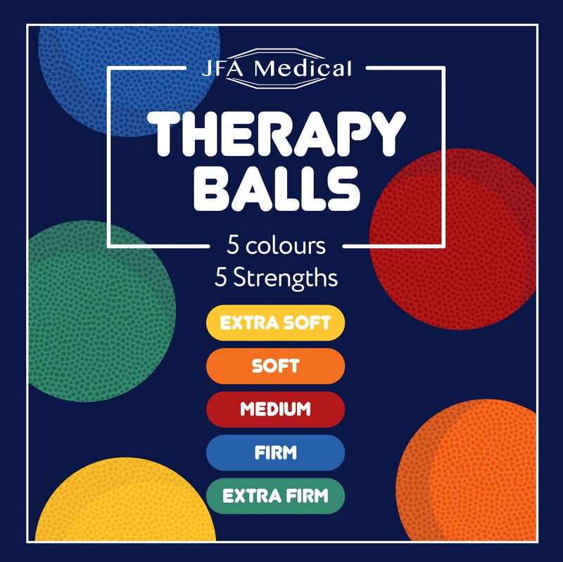 JFA Medical Hand Therapy Exercise Balls 5 Strengths - Extra Soft, Soft, Medium, Firm, Extra Firm - BeesActive Australia