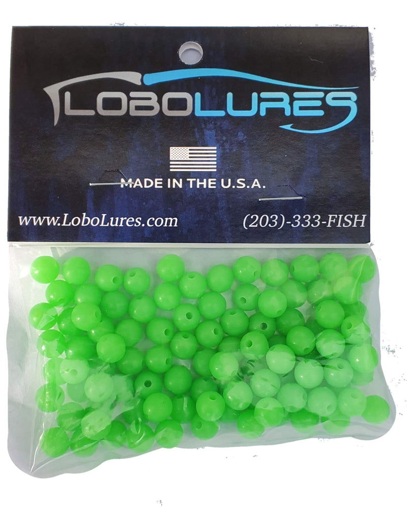 [AUSTRALIA] - Lobo Lures 100 Pack 8mm Lumo Glow in The Dark Round Lure Rigging Beads up to 400lb Leader Trolling Lures & Hook Rigs 