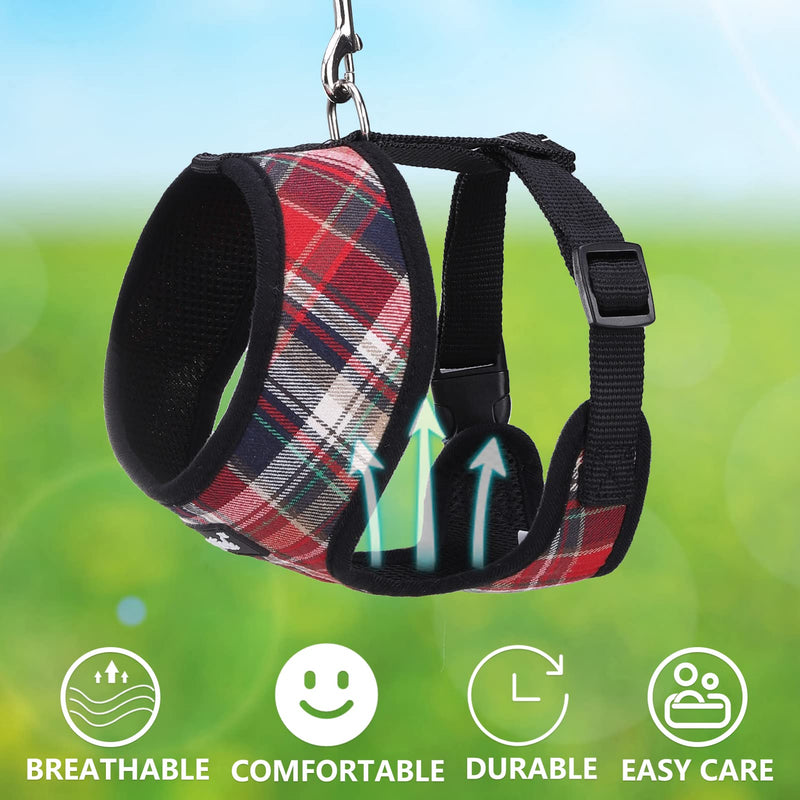 PUPTECK Soft Mesh Dog Harness Pet Puppy Cat Comfort Padded Vest No Pull Harnesses Small Red Mixed - BeesActive Australia