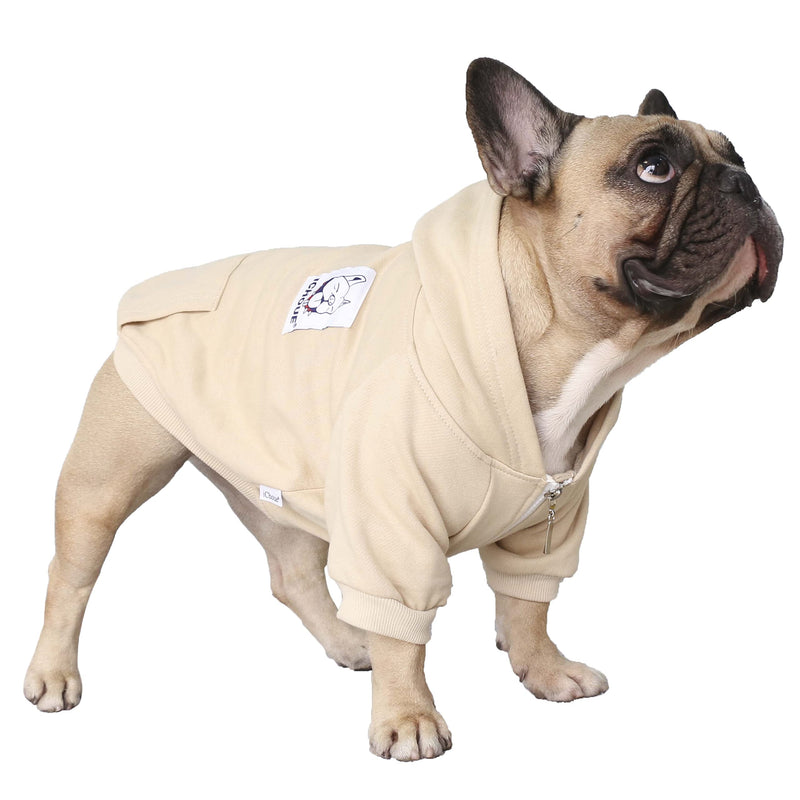 iChoue Dog Clothes Hoodie Hooded Full-Zip Sweatshirt Medium (Pack of 1) Khaki - BeesActive Australia