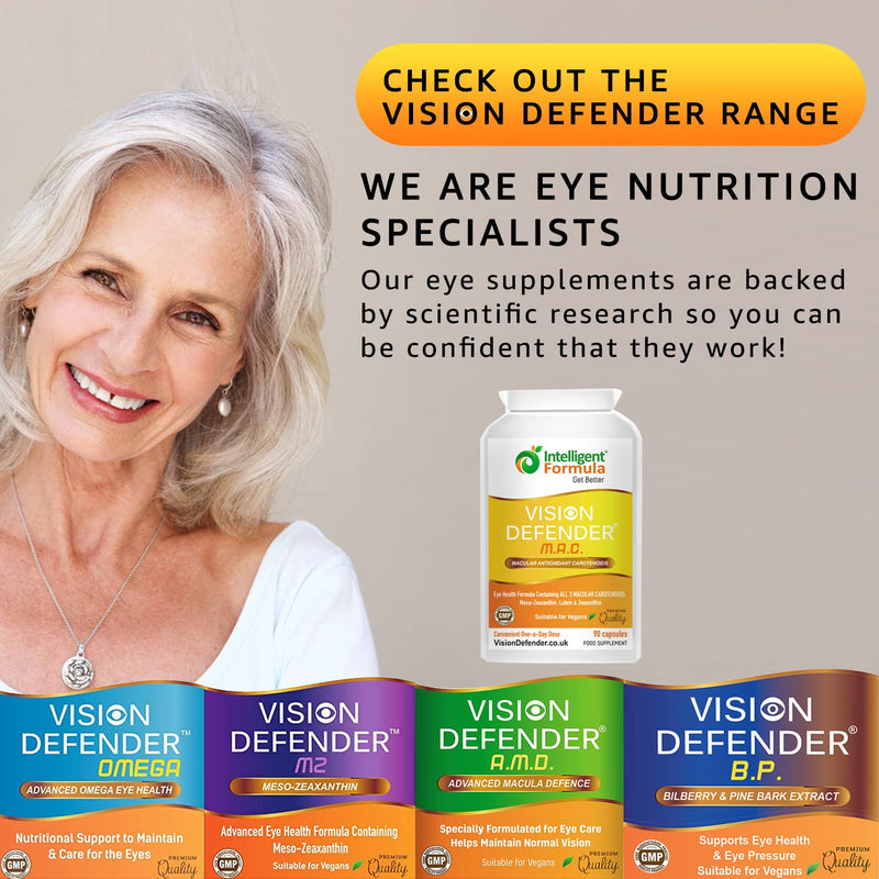 Lutein, Zeaxanthin & Meso-Zeaxanthin Eye Supplement: Vision Defender MAC � Antioxidant Carotenoids �Eye Vitamins� for Eyesight, Eye Care & Health - Vegan/Vegetarian - 90 Capsules/One-A-Day -Made in UK - BeesActive Australia