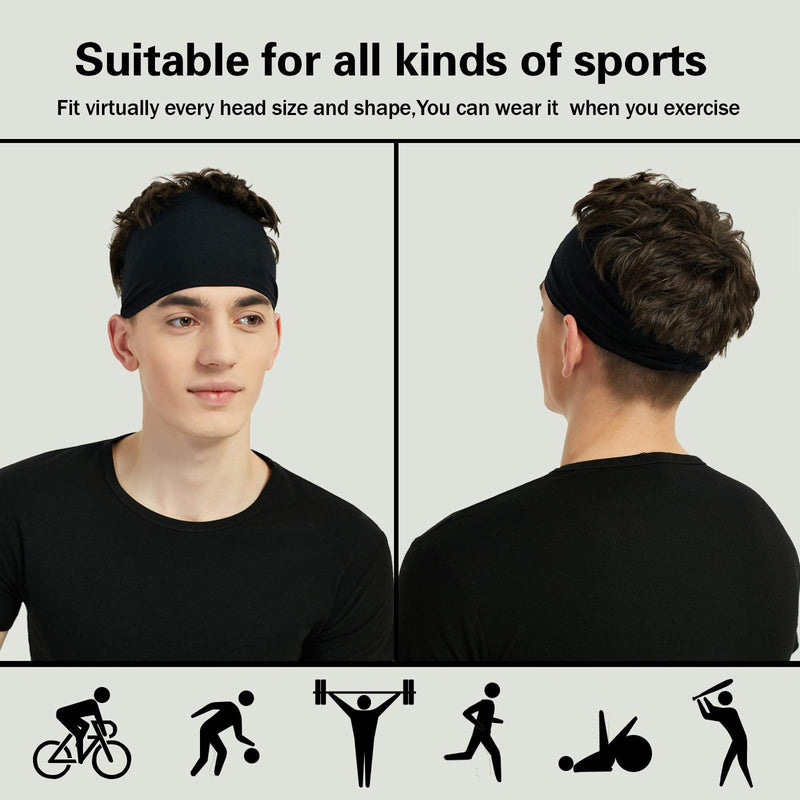Pilamor Sports Headbands for Men (5 Pack),Moisture Wicking Workout Headband, Sweatband Headbands for Running,Cycling,Football,Yoga,Hairband for Women and Men Gray, Green, White, Blue, Black - BeesActive Australia