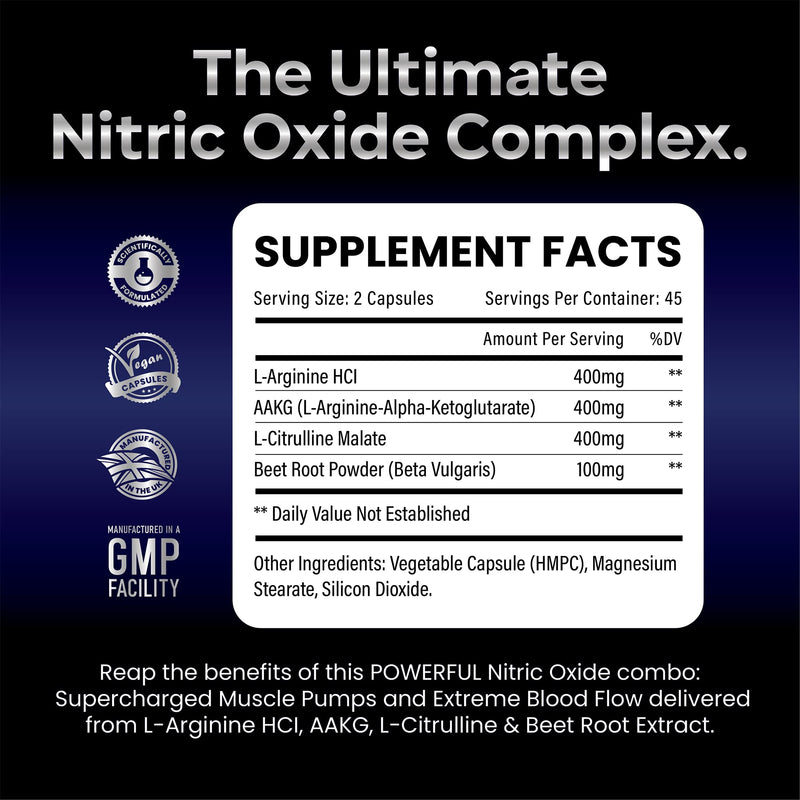 Ultra Premium L Arginine Nitric Oxide Supplement (4X Forms) with L Citrulline + Beetroot + AAKG | The UK’s No1 L-Arginine Supplements Workout, Endurance & Performance L-Citrulline 90 Vegan Capsules - BeesActive Australia